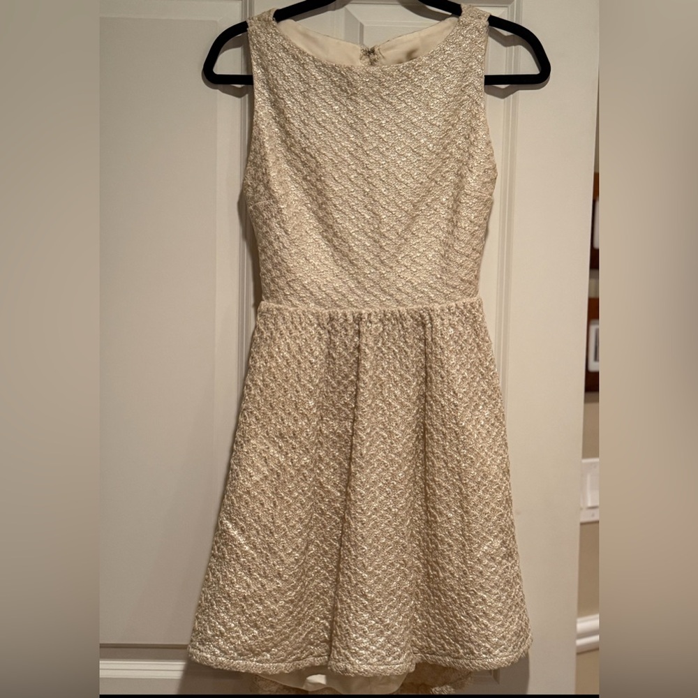 Alice + Olivia Cream and Gold Dress